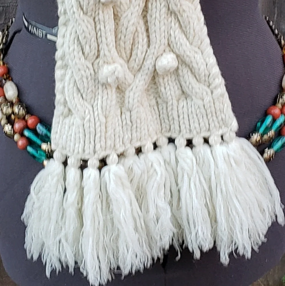 J.Crew handknit cream 100% soft wool scarf